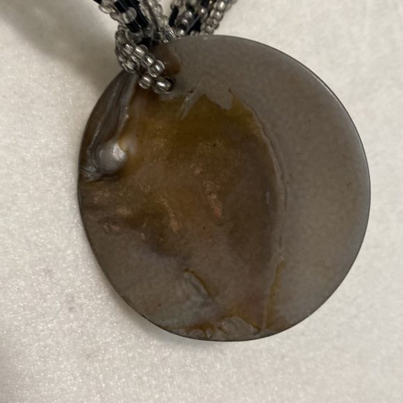 Gray Seashell Black Seed Beaded Bohemian Summer Beach Caribbean Necklace - Picture 10 of 15